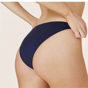 Andie swim Navy The Cheeky Bikini Bottom Size L NWT